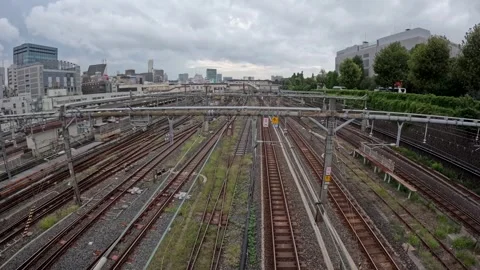 A train running on a full track Stock Footage 252105282