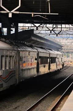 The train is running on the rail Stock Photos