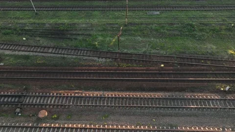 A train running on rails. Concept of train traffic, rail transport, passenger Video stock 197340154