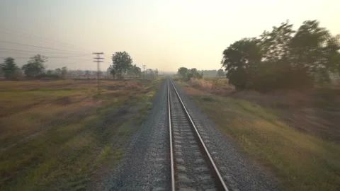 Train running on railway on countryside Vídeo Stock 137537206