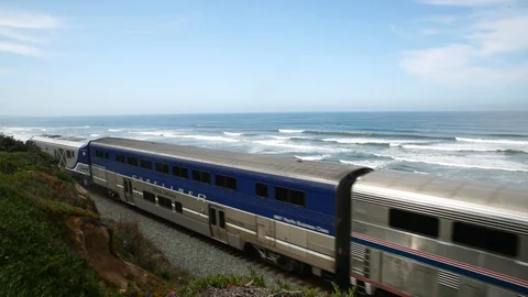 Train is running on the seaside. Stock-Footage 110825205
