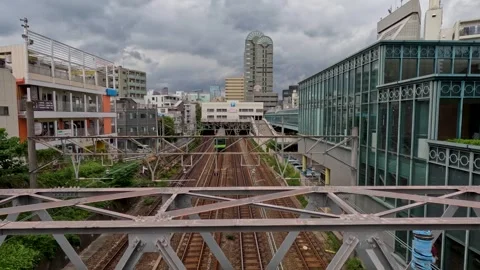A train running as seen from the front Stock Footage 252475420