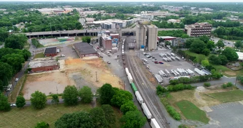 Train running through Charlotte Stock Footage 156011135
