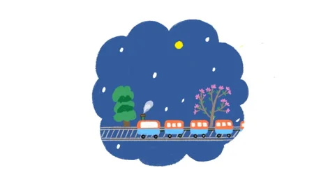 A train is running on the train track during a night time sky Video stock 259037814