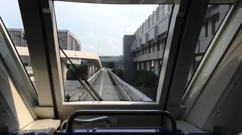 A Train Runs Between Terminals at Singapore's Changi Airport 스톡 동영상 44420581