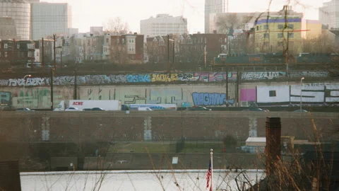 Train at Rush hour Stock Footage 232642205