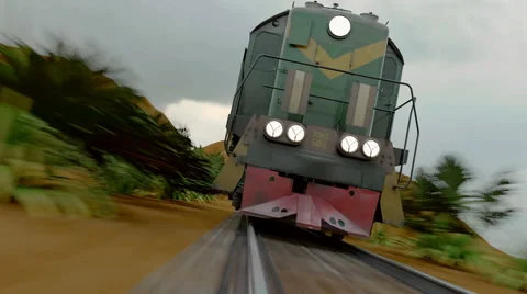 The train rushes. Realistic 3d animation Stock Footage 56153665