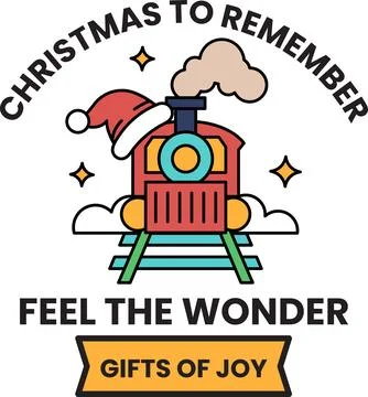 A train with a Santa hat on it and the words Christmas to Remember イラスト素材