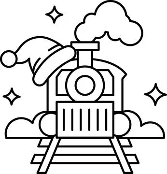 A train with a Santa hat on top of it Stock Illustration
