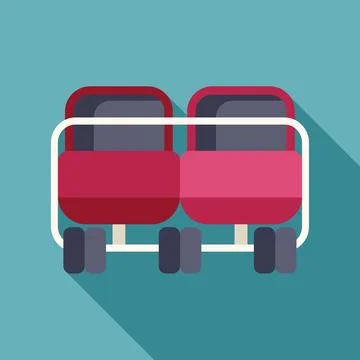 Train seats flat icon long shadow design Stock Illustration
