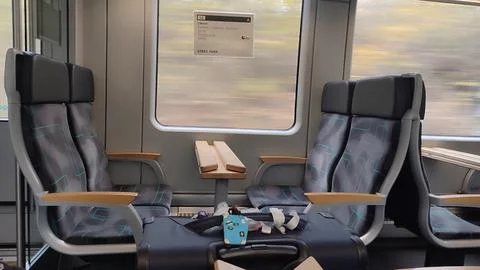 Train seats table Stock Photos