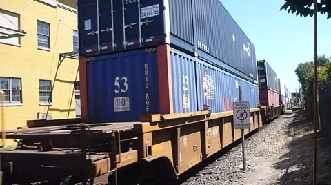 Train with Shipping Containers Stock Footage 51167284