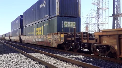 Train with Shipping containers Stock Footage 203971883