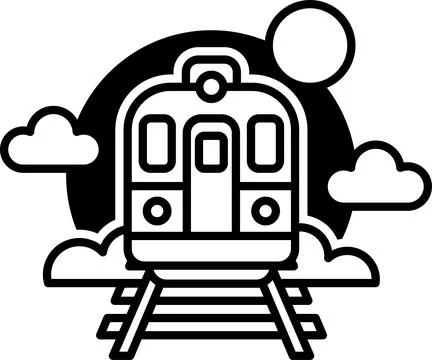 A train is shown with a black and white color scheme Illustrazione stock
