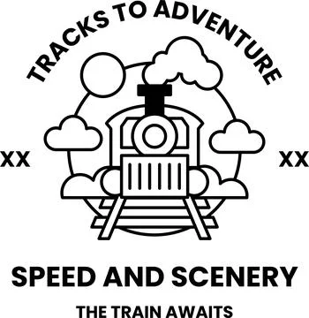 A train is shown with the words Speed and Scenery written below it Stock Illustration
