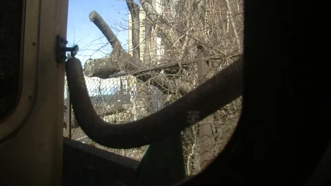 Train side shot in the Bronx Stock Footage 87055055