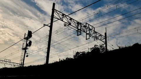 Train with silhouette background Stock Footage 100708293
