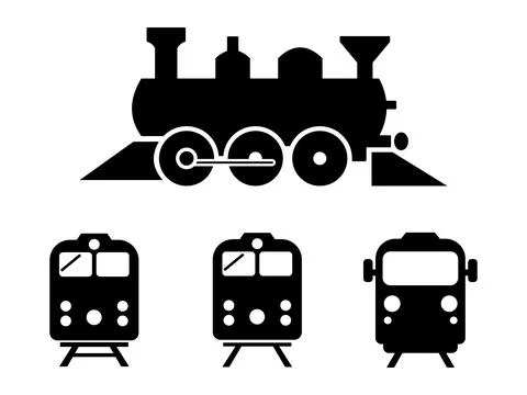 Train silhouettes set vector illustration Stock Illustration