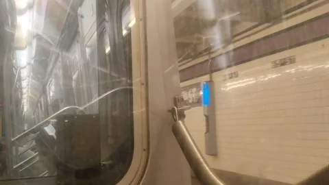 The train slowly moved slowly Video stock 285255443