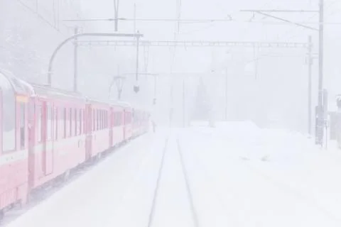 Train in the snow Stock Photos