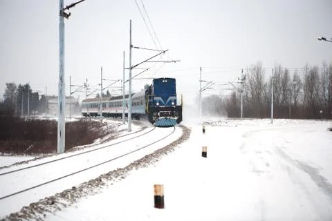 Train in the snow Stock Photos
