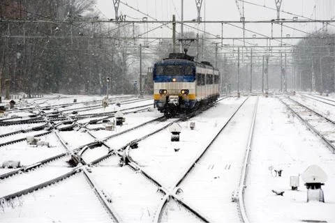 Train in snow Foto stock