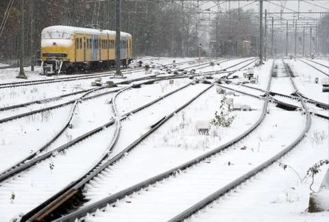 Train in snow Foto stock