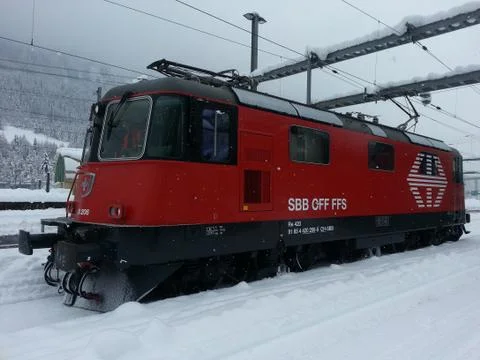 Train in the snow Stock Photos