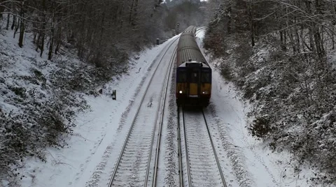 Train on snowy tracks 2 스톡 동영상 20490304