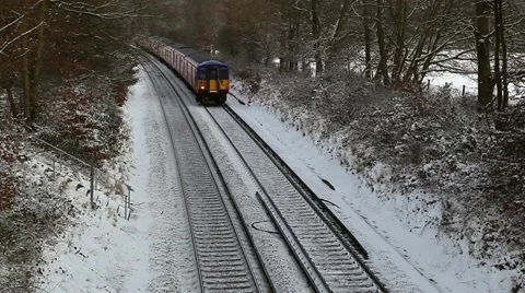 Train on snowy tracks 3 스톡 동영상 20489763
