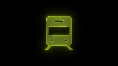 Train solid stroke icon glowing neon animation Stock Footage 289522666