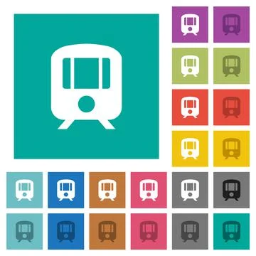 Train square flat multi colored icons Stock Illustration