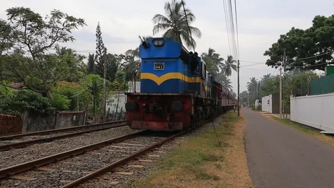 Train in Sri Lanka Stock Footage 87934706