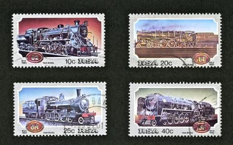 Train stamps Stock Photos