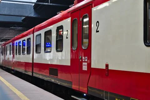 The train is standing on the platform Stock Photos