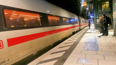 The train stands still at the platform in Hamburg, Germany. The elevator is Stock Footage 321338391