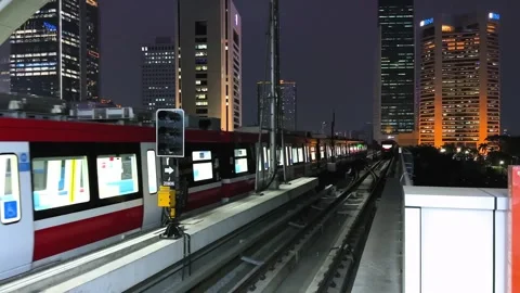 Train station activities, people waiting for trains at Central Jakarta station Stock Footage 299594635