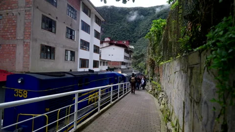 Train Station To Aguas Calientes (Machu Picchu Town) In Peru, South America Stock Footage 327332838