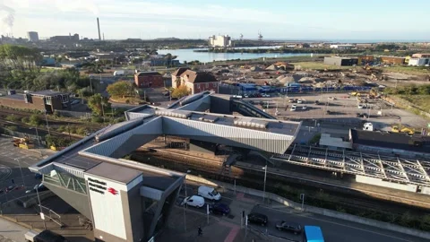 Train station and bus terminal in city outskirts Stock-Footage 166684531