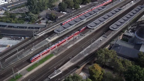 Train Station Areal Stock Footage 98680372