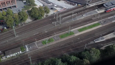 Train Station Areal Stock Footage 98680375
