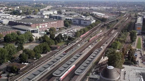 Train Station Areal Stock Footage 98680379