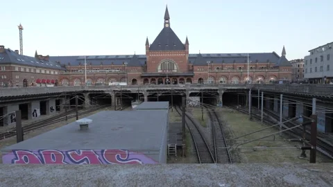 Train station from a bridge perspective Stock Footage 221424800