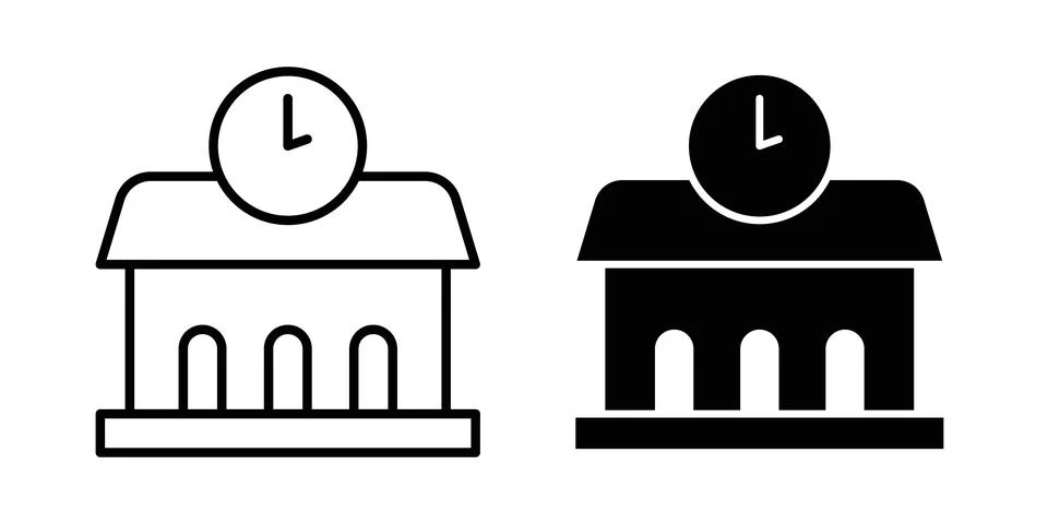 Train station building icon vector, symbol, logo illustrations 스톡 일러스트