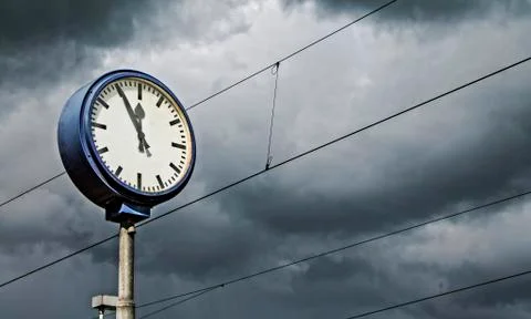 Train station clock Stock Photos