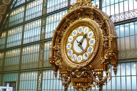 Train station clock Stock Photos