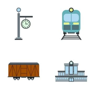 Train station elements and railway transportation concept 스톡 일러스트