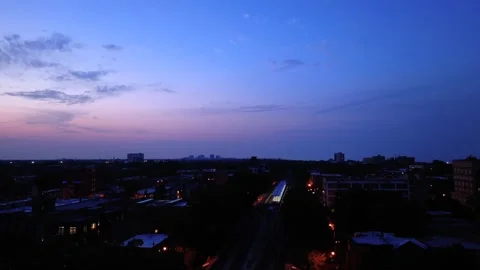Train Station empty flyover at night  - Chicago, IL - July 14th, 2023 Stock Footage 310326465