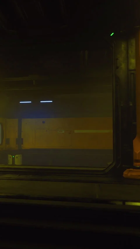 Train station with empty platform and dim lighting during nighttime Stock Footage 330163286