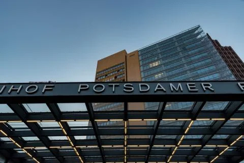 The train station entry of the Potsdamer Platz in Berlin Stock Photos